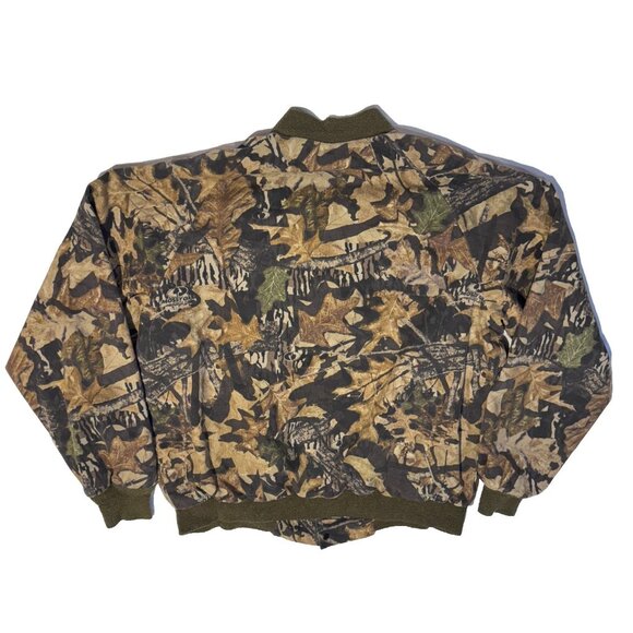 Vintage 90s Jerzees Oudoors Hunting Camo Bomber Jacket XL Button Snaps - Picture 5 of 5